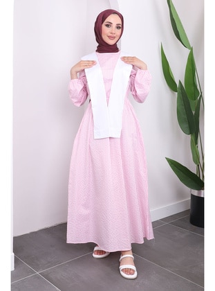 Pink - Unlined - Modest Dress - İmaj Butik