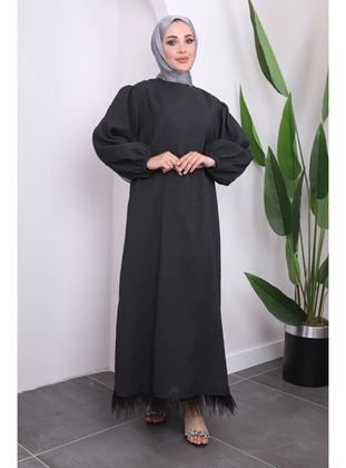 Black - Fully Lined - Modest Dress - İmaj Butik