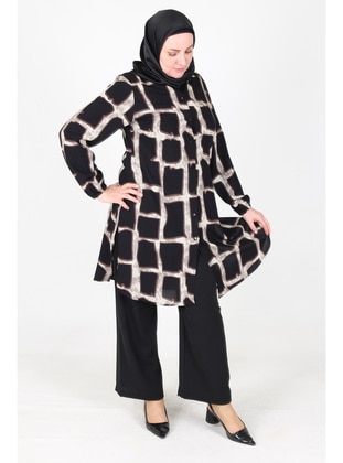 Black - Stone - Plus Size Tunic - GELİNCE