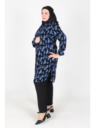 Blue - Plus Size Tunic - GELİNCE