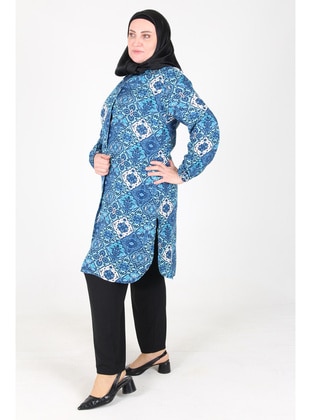 Turquoise - Plus Size Tunic - GELİNCE