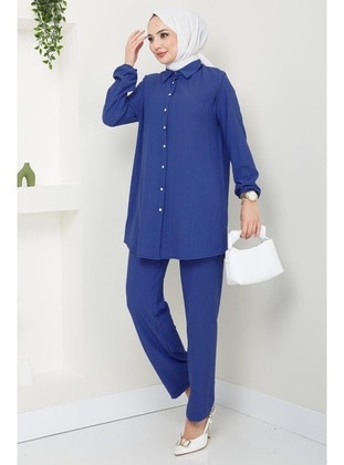 Navy Blue - Suit - Hafsa Mina