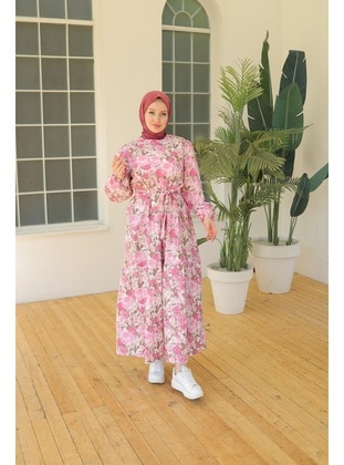 Pink - Modest Dress - Nergis Neva