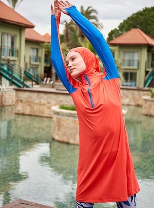 Orange - Unlined - Printed - Burkini - Marina