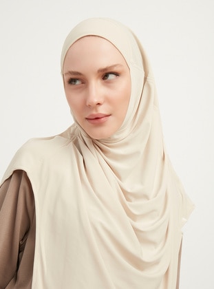 Beige - Simple - Instant Scarf - ŞALESS