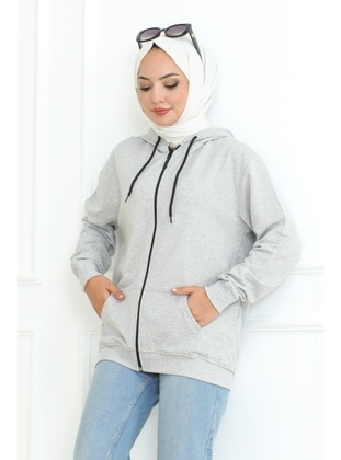 Grey - Sweat-shirt - Bestenur