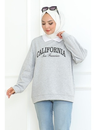 Grey - Sweat-shirt - Bestenur