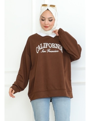 Brown - Sweat-shirt - Bestenur