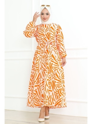 Orange - Modest Dress - Bestenur