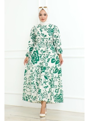 Green - Modest Dress - Bestenur