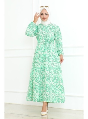 Green - Modest Dress - Bestenur