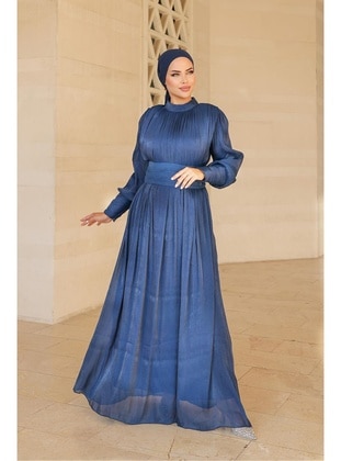 Navy Blue - Modest Evening Dress - Hakimoda