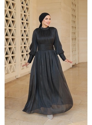 Black - Modest Evening Dress - Hakimoda