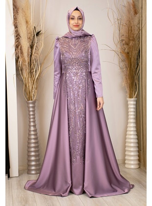 Lilac - Modest Evening Dress - Piennar