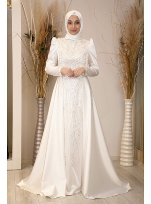 Ecru - Modest Evening Dress - Piennar