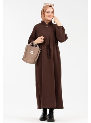 Brown - Modest Dress - Sevitli