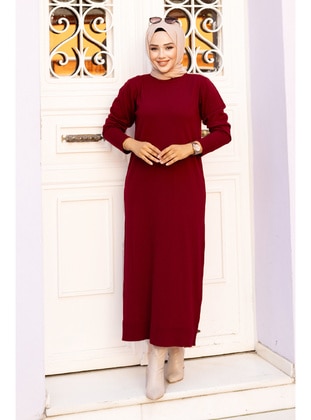 Burgundy - 600gr - Modest Dress - Tesettür Dünyası