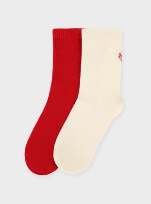 Red - Ecru - Socks - Benin