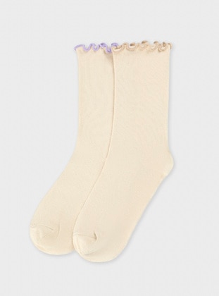 Purple - Cream - Socks - Benin