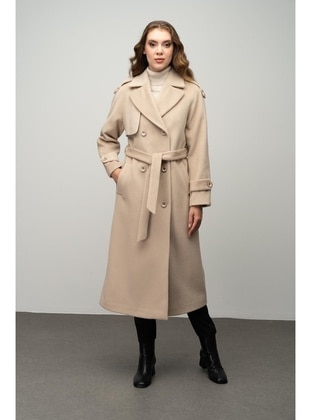 Beige - Coat - Olcay