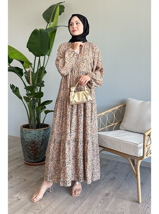 Beige - Modest Dress - InStyle