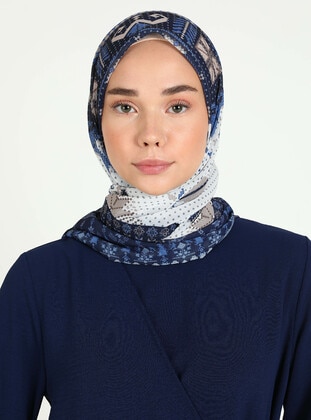 Navy Blue - Turquoise - Scarf - Miray