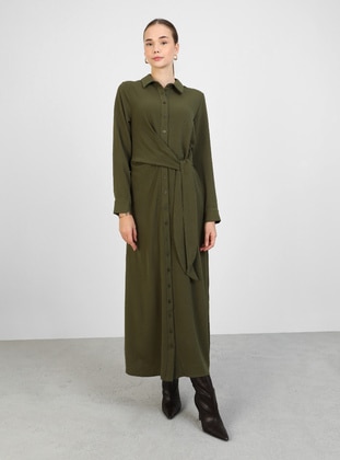 Olive Green - Modest Dress - Refka