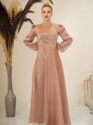 Reddish Pink - Modest Evening Dress - Piennar