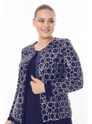 Navy Blue - Plus Size Evening Suit - Ladies First