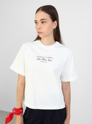 Oversize Detailed T-shirt - White - Benin