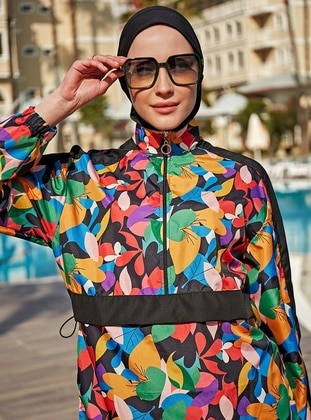 Black - Printed - Burkini - Remsa Mayo