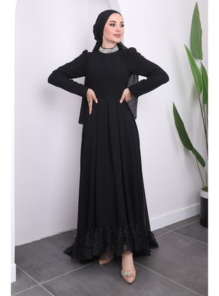 Black - Fully Lined - Modest Evening Dress - İmaj Butik