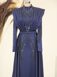 Navy Blue - Modest Evening Dress