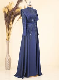 Navy Blue - Modest Evening Dress