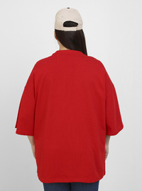Plus Size Printed Oversized T-Shirt Red