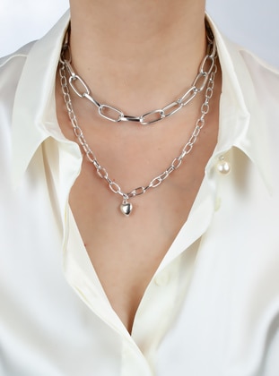 Silver color - Necklace - Pridza