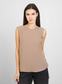 Damen Ärmelloses T-Shirt Latte Benin