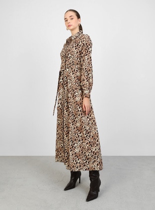 Leopard Patterned - Modest Dress - Refka