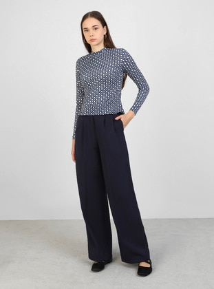 Blue Patterned - Blouses - Refka