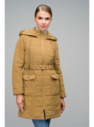 Caramel - Fully Lined - Hooded collar - Puffer Jackets - Olcay