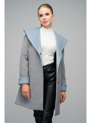 Light Gray - Hooded collar - Coat - Olcay