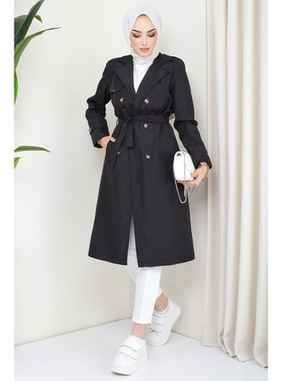 Black - Trench Coat - Hafsa Mina