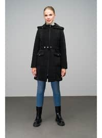 Black - Fully Lined - Hooded collar - Puffer Jackets