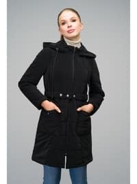 Black - Fully Lined - Hooded collar - Puffer Jackets