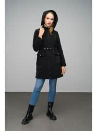 Black - Fully Lined - Hooded collar - Puffer Jackets