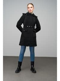 Black - Fully Lined - Hooded collar - Puffer Jackets