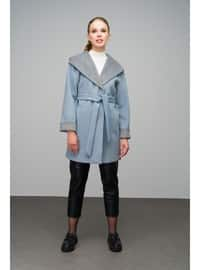 Blue - Hooded collar - Coat