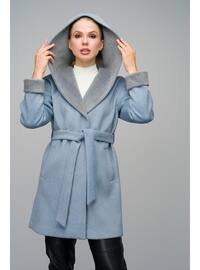 Blue - Hooded collar - Coat