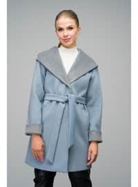 Blue - Hooded collar - Coat