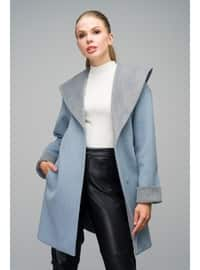 Blue - Hooded collar - Coat